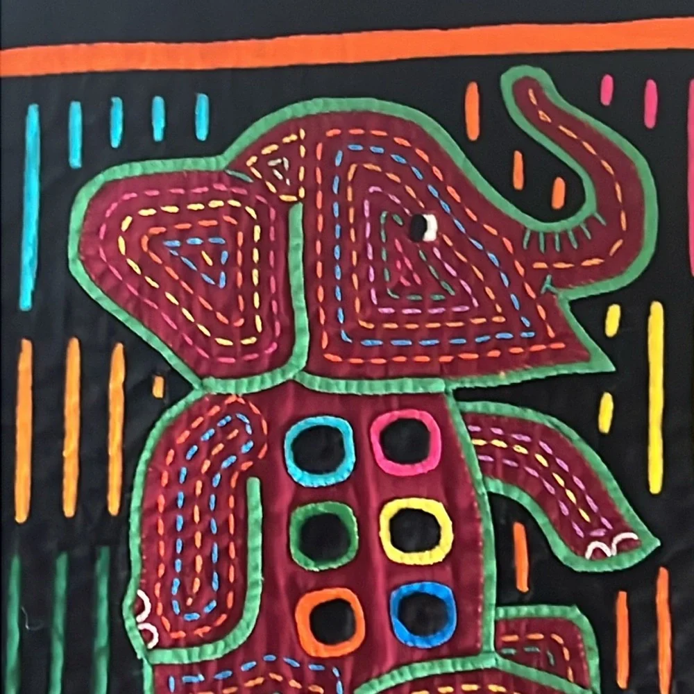 Vintage Elephant Mola Hand Made in Panama
